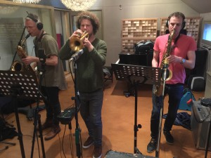 Jeroen van Genuchten, Wouter Schueler and Luuk Hof recording Isle Of U in Wedgeview Studios 2016 1